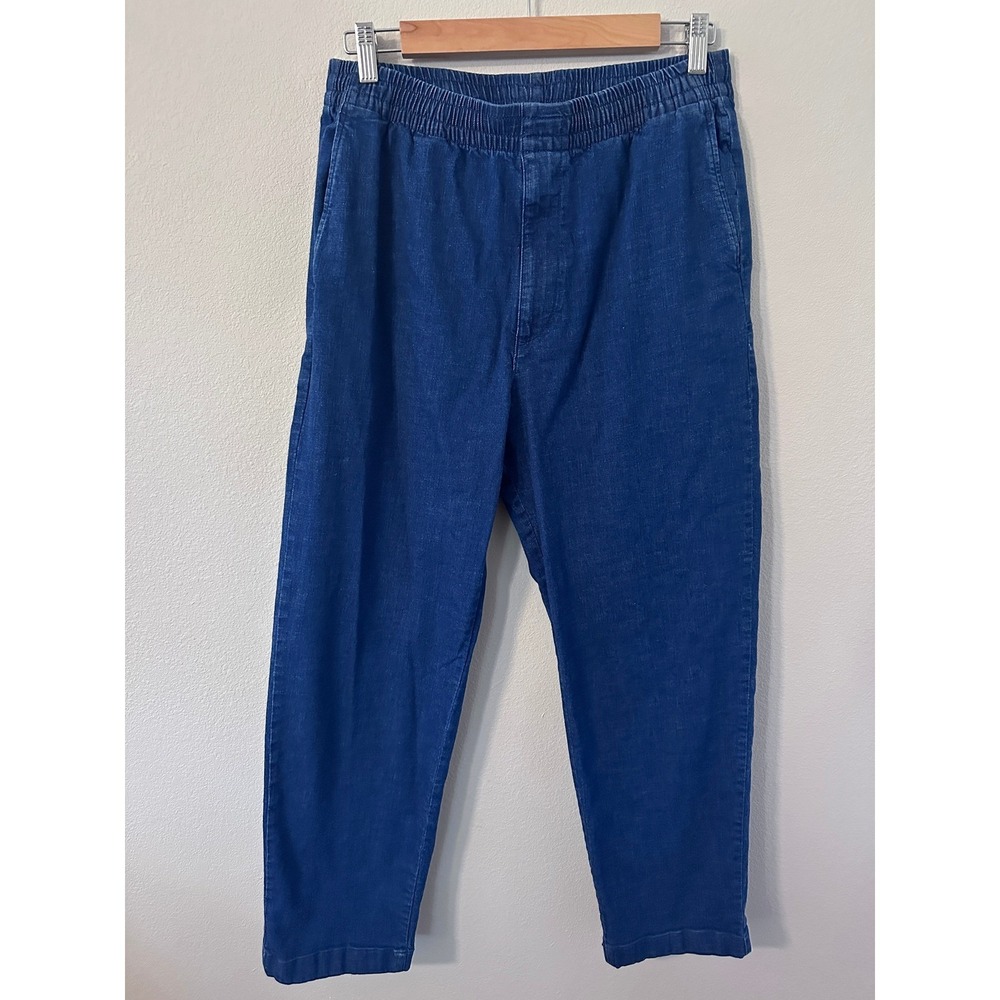 Uniqlo Denim Jogger Pants M Blue Elastic Waist Tapered straight leg jeans